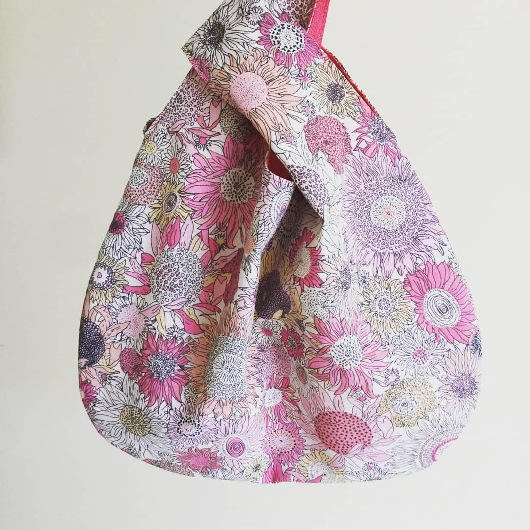 Japanese Knot Bag - Pink Floral - Chain Bay Sewcraft