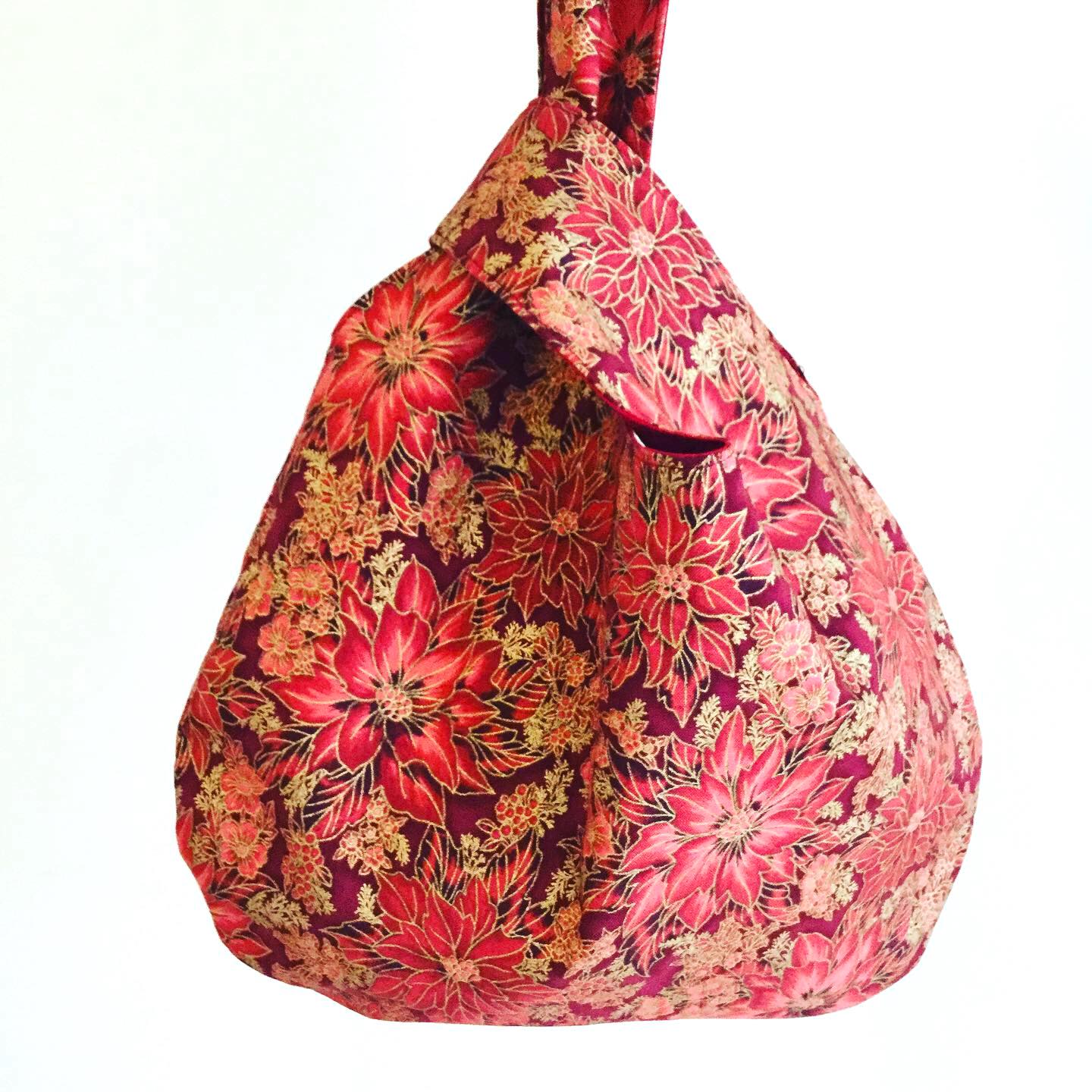Japanese Knot Bag – Poinsettia – Chain Bay Sewcraft