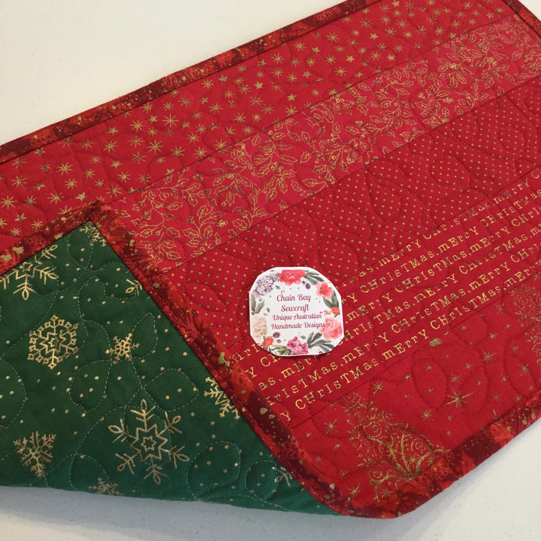 Red Gold 1 Handmade Festive Table Runner