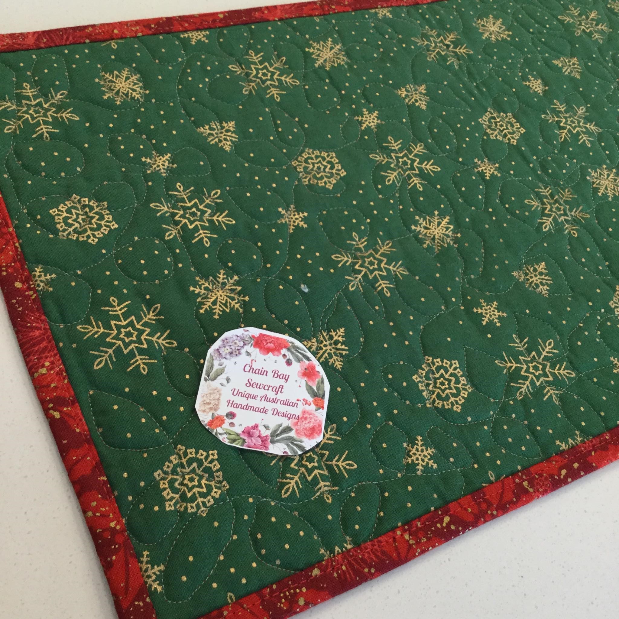 Red Gold 2 Handmade Festive Table Runner