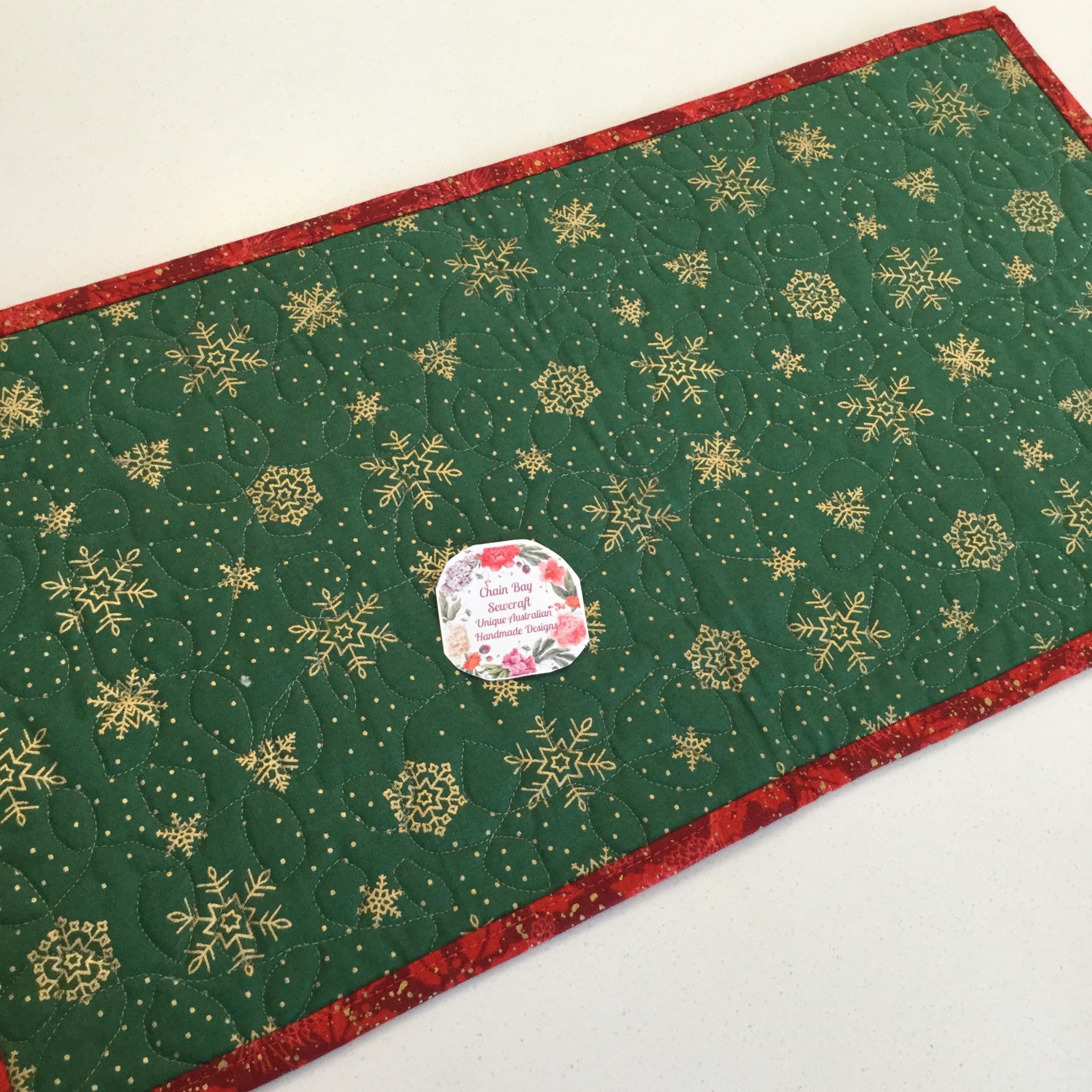 Red Gold 3 Handmade Festive Table Runner
