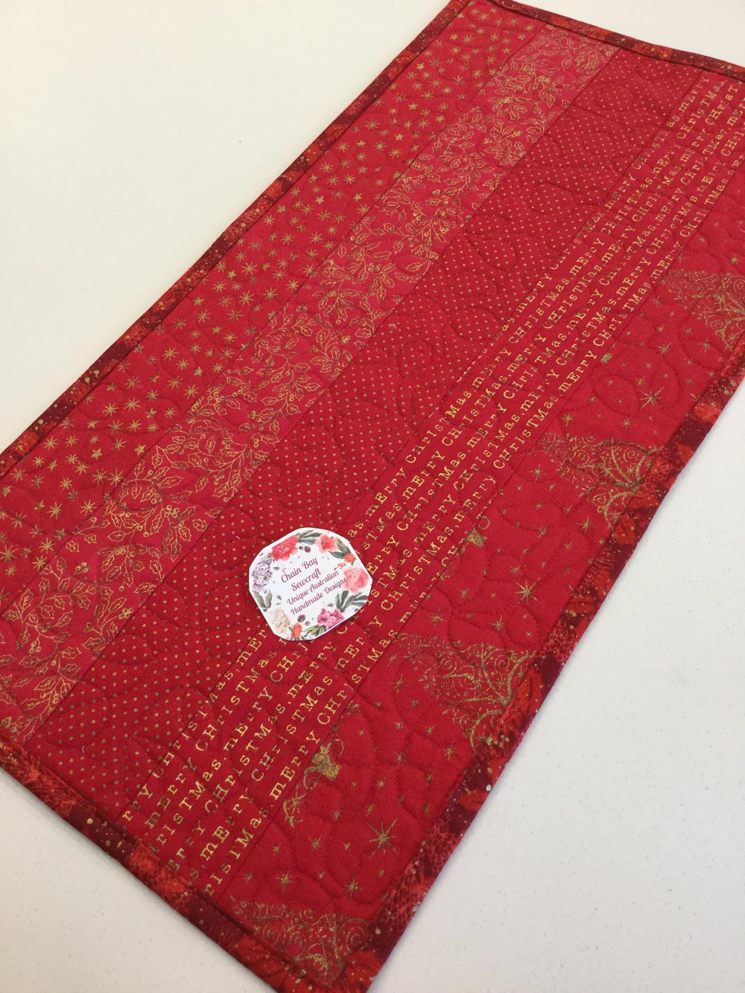 Red Gold 4 Handmade Festive Table Runner