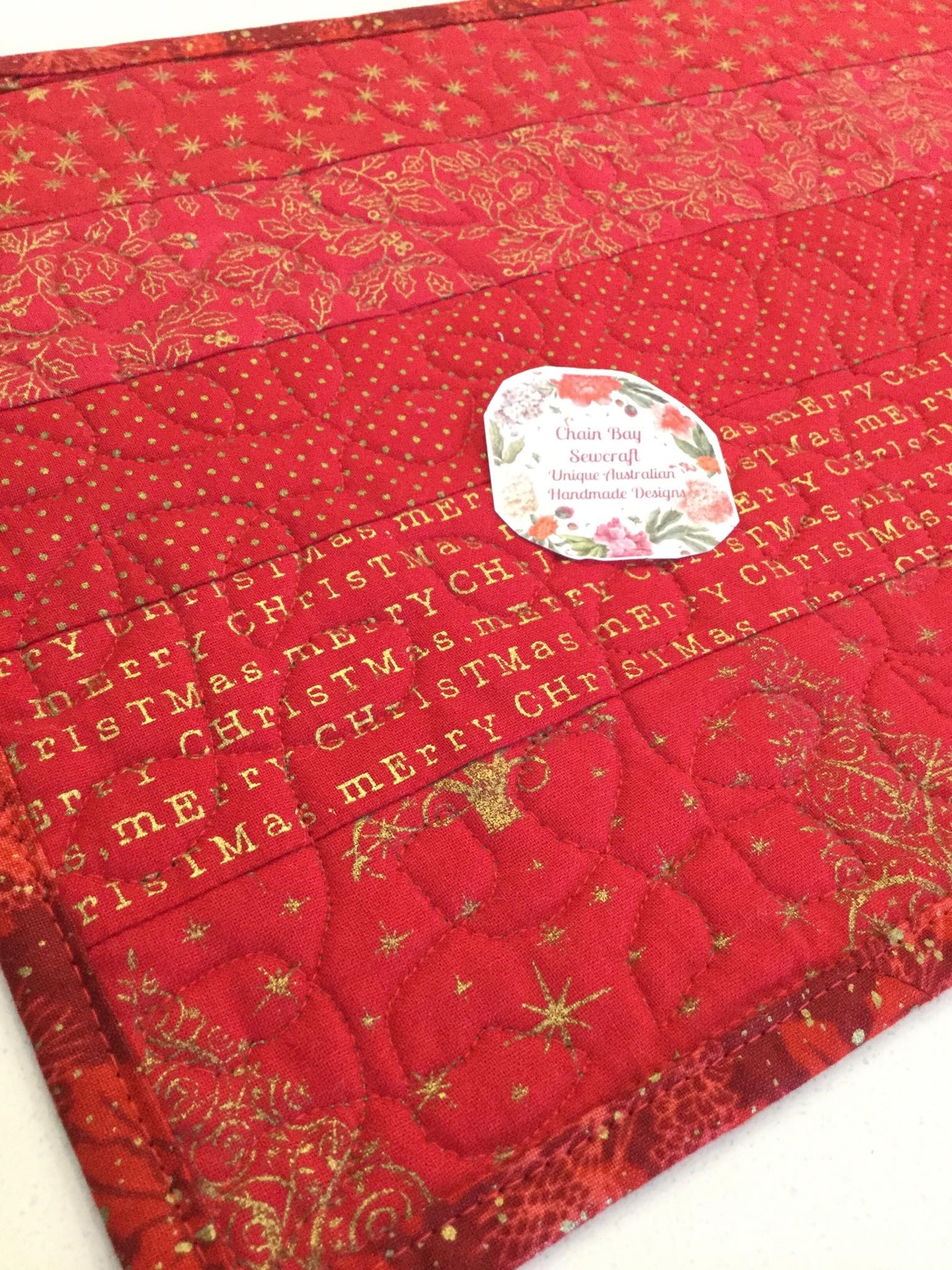 Red Gold 5 Handmade Festive Table Runner