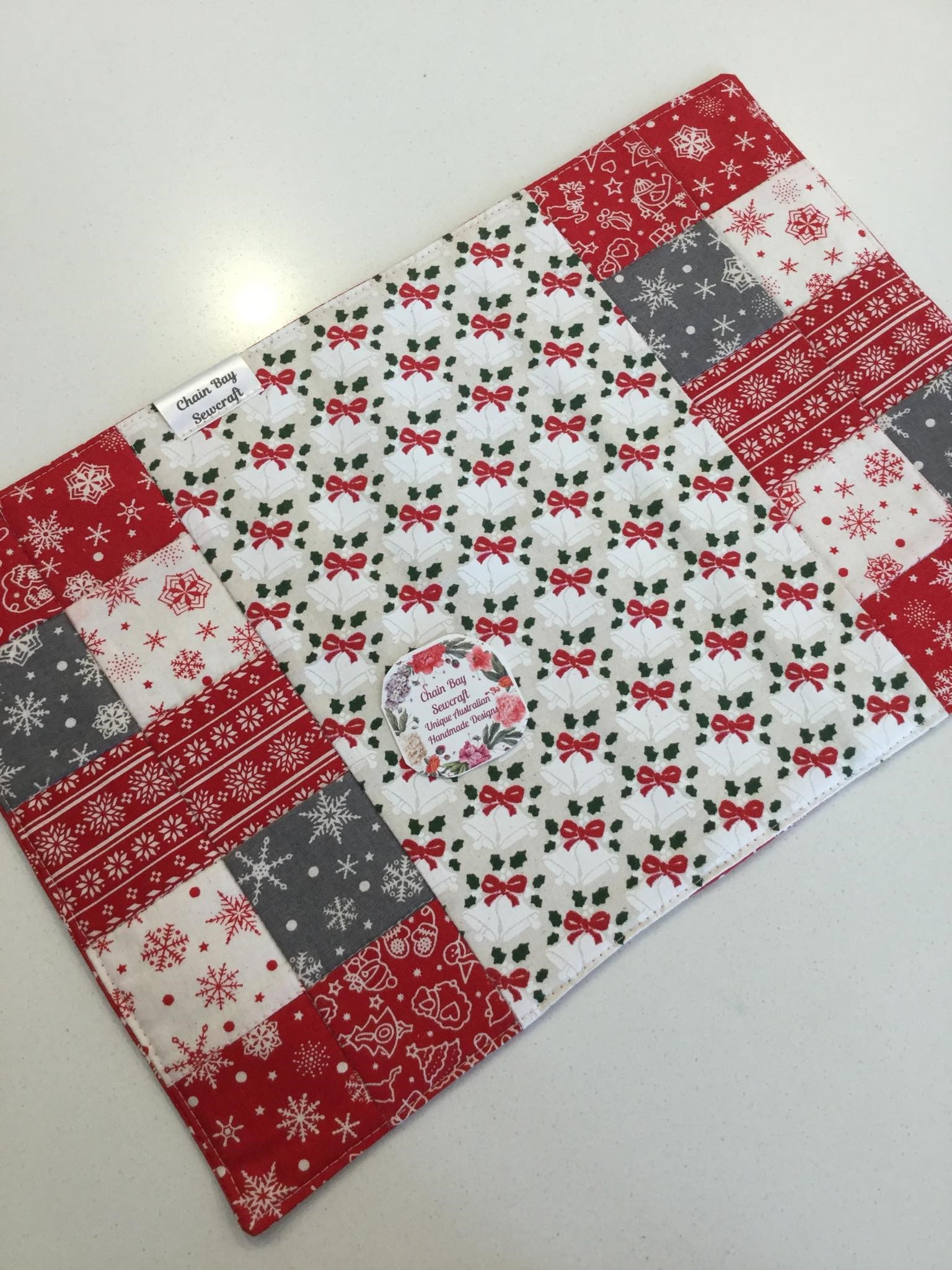 Red white 3 Handmade Festive Table Runner