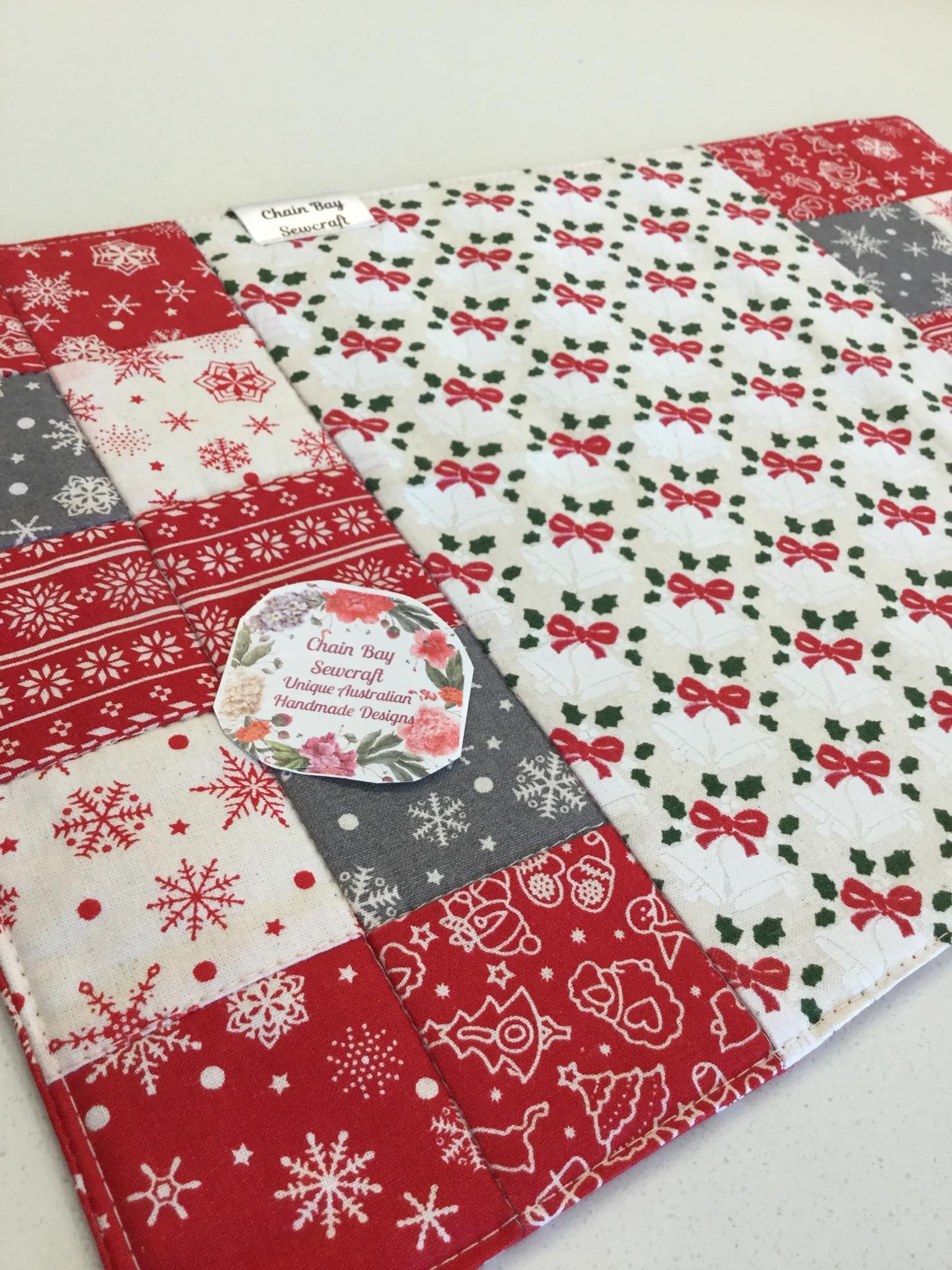 Red white 4 Handmade Festive Table Runner